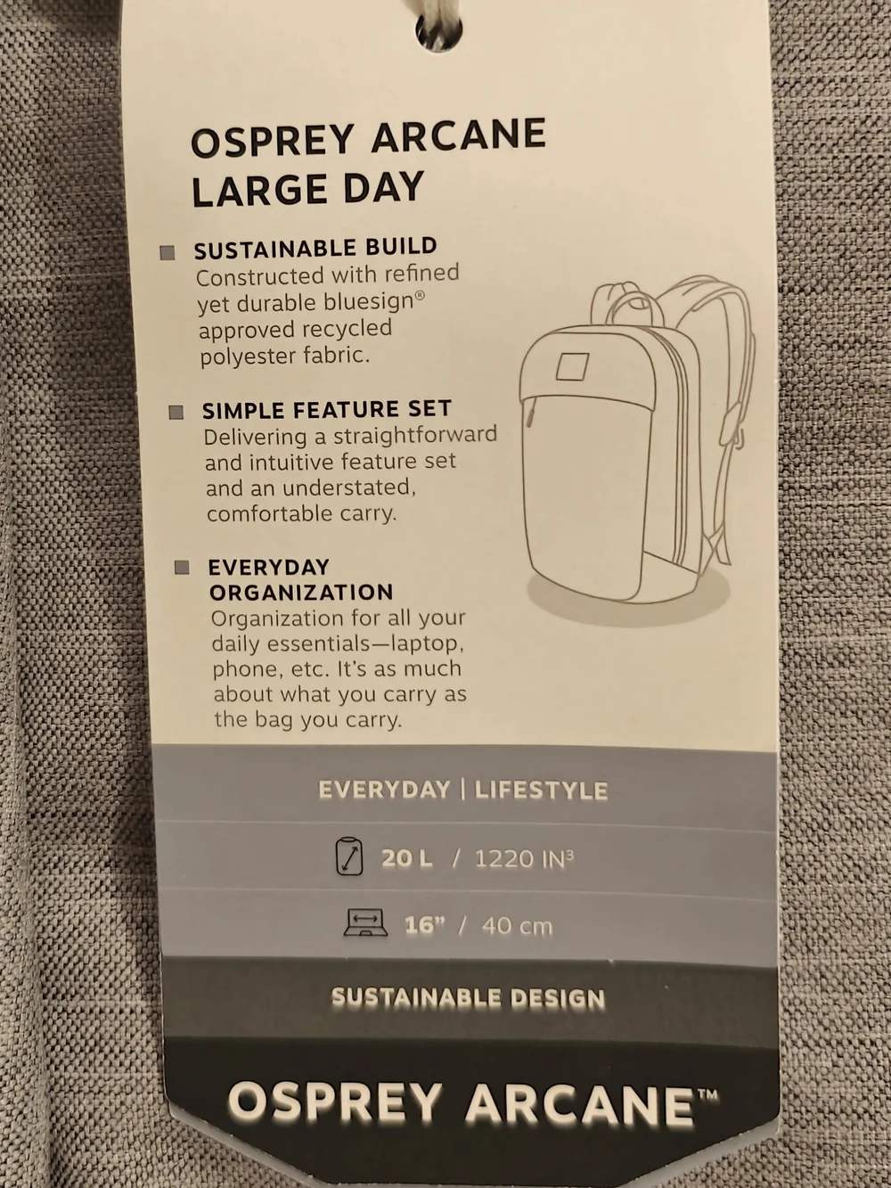 Osprey Arcane Large Day Commuter Backpack Grey Heather Laptop Travel Urban